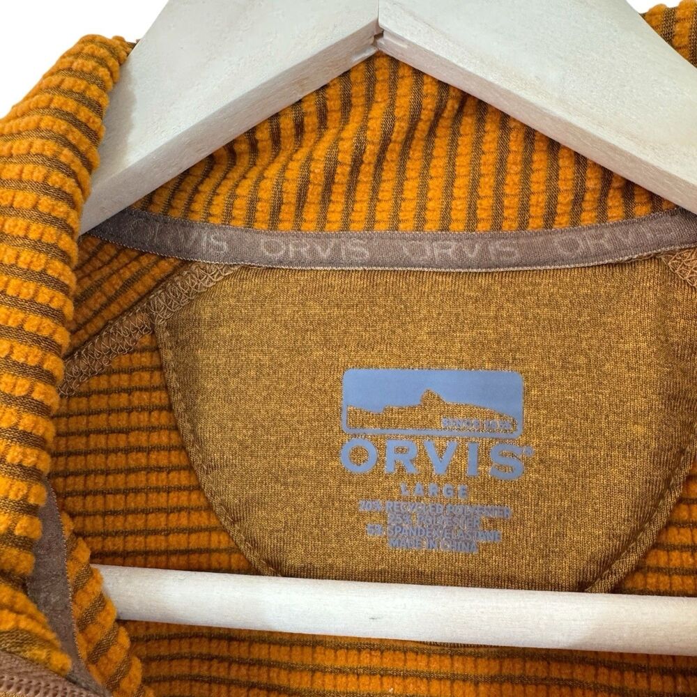 Orvis Large Base Layer Pullover Orange Partial Zi… - image 3